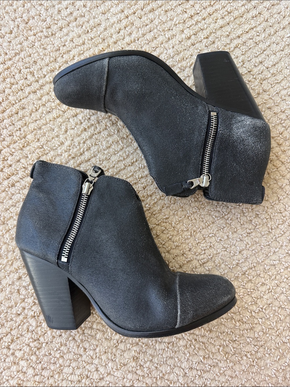 rag & bone Womens Black Crackle Leather Margot Heeled Booties EUC Size 38.5